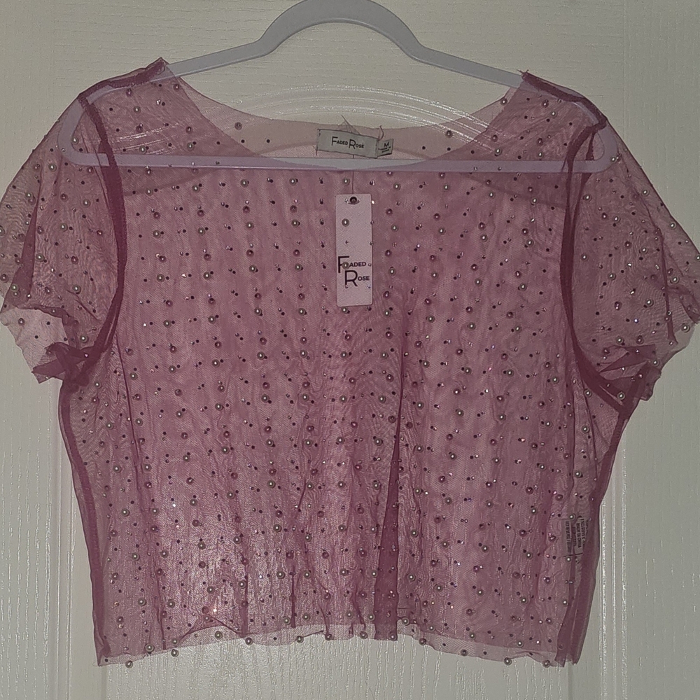Forever 21 Pink Sheer Embellished Top